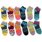 12 Pairs Of Sockbin Womens Tribal Print Cotton Blend Ankle Socks