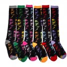 6 Pairs Of excell Womens Ladies Paint Splat Trendy Knee Highs Socks