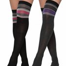 2 Pairs Of Sockbin Ladies Long Over The Knee Striped Knee Socks