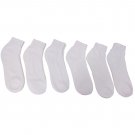 6 Pairs of Women's Quarter Length Low Cut Ankle Socks, Cotton (White)
