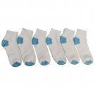 "6 Pairs of Women's Quarter Length Low Cut Ankle Socks, Cotton (With with Blue..