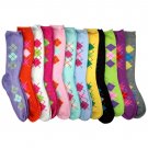 12 Pairs of Sockbin Women's Argyle Crew Socks, Bright Colors, Cotton