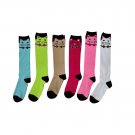 6 Pairs Of Sockbin Womens Cat Print Fashion Knee High Socks