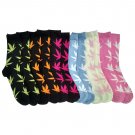 12 Pairs Of excell Womens Marijuana Leaf Printed Crew Socks [Apparel]