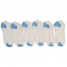 6 Pairs Of excell Women's No Show Ankle Socks, White, Cotton (White With Blue)