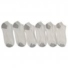 6 Pairs Of excell Women's No Show Ankle Socks, White, Cotton (White With Gray)