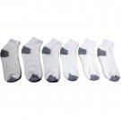 "6 Pairs of Women's Quarter Length Low Cut Ankle Socks, Cotton (White with gra..
