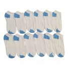 12 Pairs Of excell Women's No Show Ankle Socks, White, Cotton