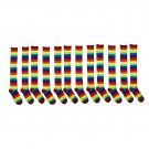 ""12 Pairs excell Ladies Rainbow Stripe Over The Knee Sock, Sock Size 9-11""