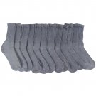 12 Pairs of excell of Womens Crew Socks, Gray, Cotton