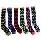 6 Pairs Of excell Ladies Heart Print Trendy Cool Knee Highs