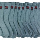 12 Pairs of Women's USA Gray Color Athletic Crew Socks, Unisex, Sock Size 9-11