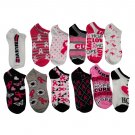 12 Pairs Of Sockbin Womens National Breast Cancer Awareness Printed Ankle Socks