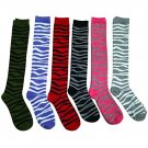 ""6 Pairs Of excell Ladies Zebra Print Trendy Cool Knee Highs, Sock Size 9-11"