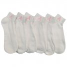 6 Pairs Of Sockbin Womens National Breast Cancer Awareness White Ankle Socks