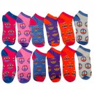 12 Pairs Of Sockbin Womens Colors Of Peace Cotton Blend Ankle Socks