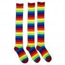 ""3 Pairs excell Ladies Rainbow Stripe Over The Knee Sock, Sock Size 9-11""