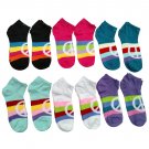 12 Pairs Of Sockbin Womens Peace Sign Ankle Socks, Cotton, Neon Striped