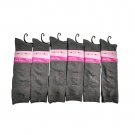 6 Pairs of Girl's Cotton Knee High Socks, Cable Knit Pattern (9 - 11, Gray)