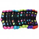 ""12 Pairs Of excell Ladies Warm Neon Argyle Fuzzy Socks For Ladies, Size 9-11