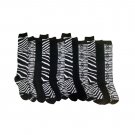 12 Pairs Of Sockbin Ladies Zebra Print Black And White Knee High Socks [Apparel]