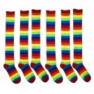 6 Pairs excell Ladies Rainbow Stripe Over The Knee Sock #6007-6 [Apparel]