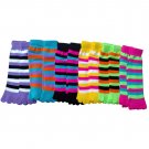 12 Pair Of excell Ladies Neon Striped Fashion Toe Socks #901 [Apparel]