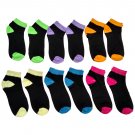 12 Pairs Of Sockbin Womens Two Tone Low Cut Ankle Socks, Cotton