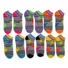 12 Pairs of Sockbin Womens No Show Ankle Socks, Striped Splatter