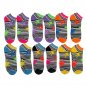 12 Pairs of Sockbin Womens No Show Ankle Socks, Striped Splatter