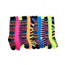 12 Pairs Of Sockbin Womans Animal Printed Neon Knee High Socks