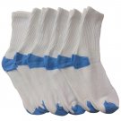 6 Pair Of excell Ladies Full Cushion Crew Socks, Blue Heel & Toes Size 9-11