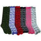""12 Pairs Of excell Ladies Zebra Print Trendy Cool Knee Highs, Sock Size 9-11