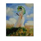 100% Hand Painted Woman with a Parasol (Facing Left) Claude Monet Oil Painting Reproduction Hand