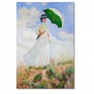 100% Hand Painted Woman with a Parasol (Facing Right) Claude Monet Oil Painting Reproduction