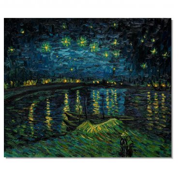 100% Hand Painted Vincent van Gogh Starry Night Over the Rhone Reproductions Oil on Canvas