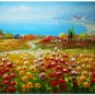 Flower Field Landscape Oil Painting Italian Tuscany Landscape Poppy Field Vineyard-115 High