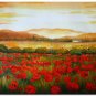 Flower Field Landscape Oil Painting Italian Tuscany Landscape Poppy Field Vineyard-157 High