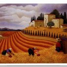 Flower Field Landscape Oil Painting Italian Tuscany Landscape Poppy Field Vineyard-205 High