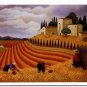 Flower Field Landscape Oil Painting Italian Tuscany Landscape Poppy Field Vineyard-205 High