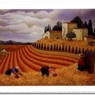Flower Field Landscape Oil Painting Italian Tuscany Landscape Poppy Field Vineyard-207 High