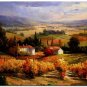 Flower Field Landscape Oil Painting Italian Tuscany Landscape Poppy Field Vineyard-217 High