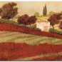 Flower Field Landscape Oil Painting Italian Tuscany Landscape Poppy Field Vineyard-220 High