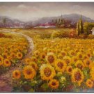 Flower Field Landscape Oil Painting Italian Tuscany Landscape SunFlower Field Landscape-001 High