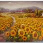 Flower Field Landscape Oil Painting Italian Tuscany Landscape SunFlower Field Landscape-001 High