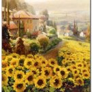 Flower Field Landscape Oil Painting Italian Tuscany Landscape SunFlower Field Landscape-003 High