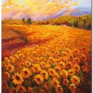 Flower Field Landscape Oil Painting Italian Tuscany Landscape SunFlower Field Landscape-004 High