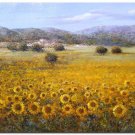 Flower Field Landscape Oil Painting Italian Tuscany Landscape SunFlower Field Landscape-005 High