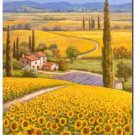 Flower Field Landscape Oil Painting Italian Tuscany Landscape SunFlower Field Landscape-006 High