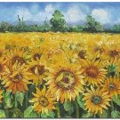 Flower Field Landscape Oil Painting Italian Tuscany Landscape SunFlower Field Landscape-007 High